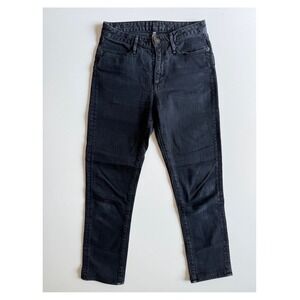 EARNEST SEWN Slim Mid-Rise Tapered Jean Womens 25 (24X23) Black Stretch Made USA